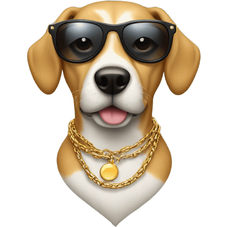 Dog wearing sunglasses and a chain emoji