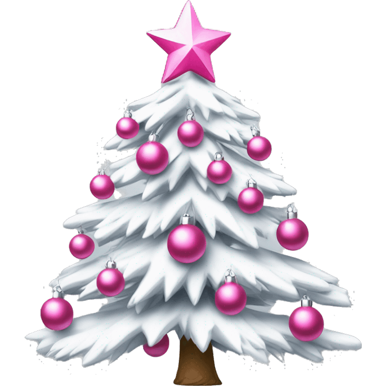 White Christmas tree with pink ornaments￼ emoji