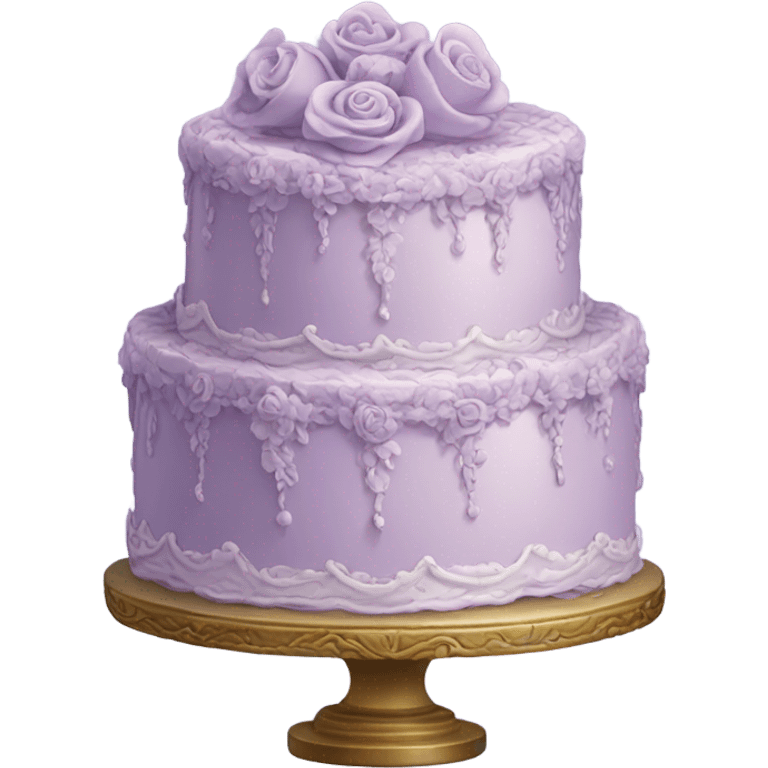 Highly detailed light lavender cake with flowers rococo emoji