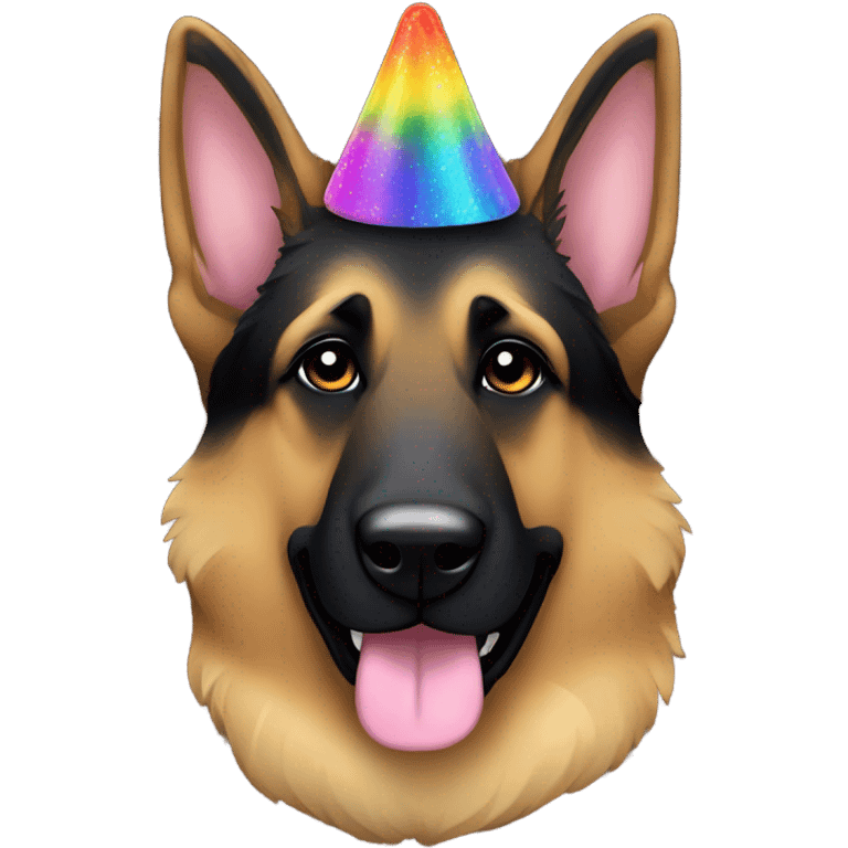 German shepherd all black face and rainbow glitter fur emoji