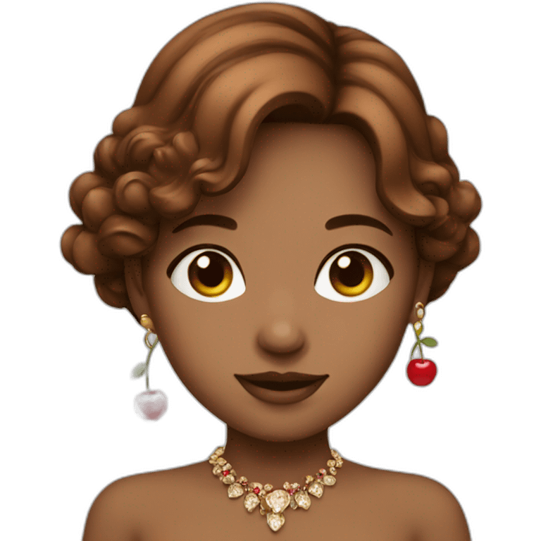 Brown hair girl with cherry jewellery  emoji