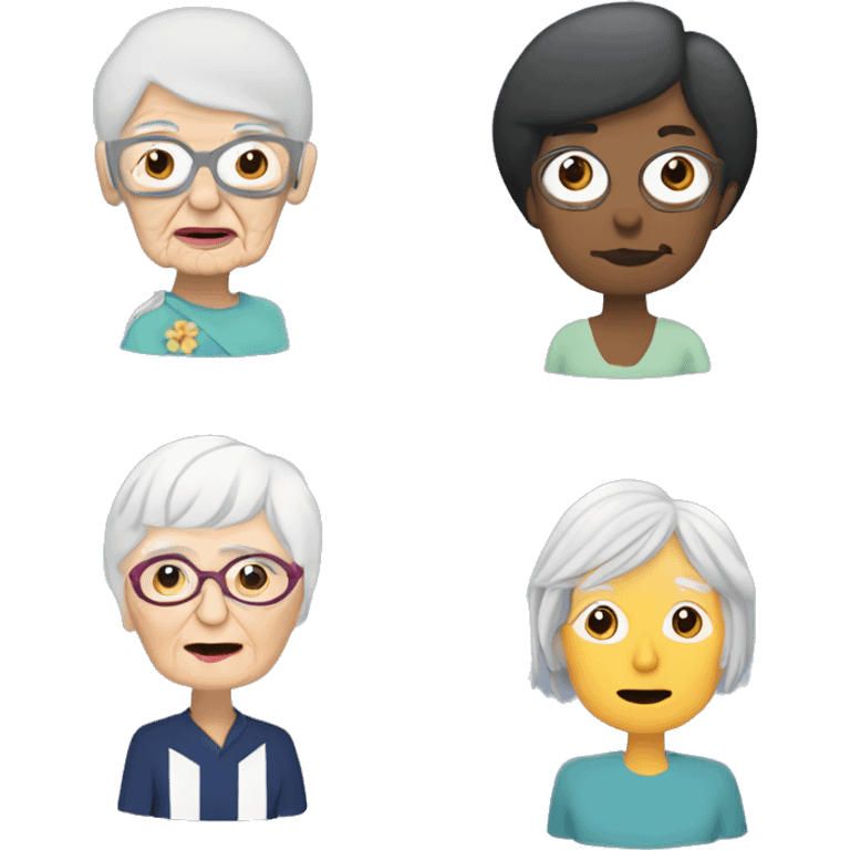 liam and noel gallagher alonside elderly woman, another elderly woman and a third elderly woman emoji