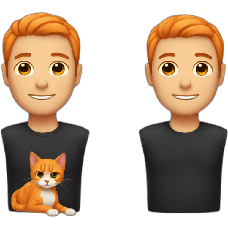 man holding orange cat and black cat emoji