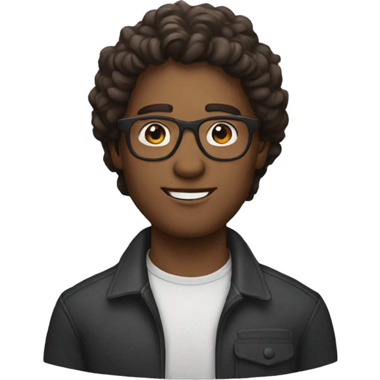 Man with glasses and browm wavy hair  emoji