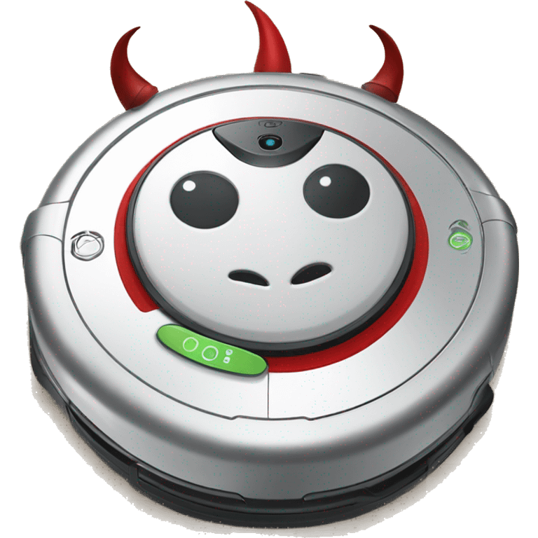 Roomba vacuum with devil horns  emoji