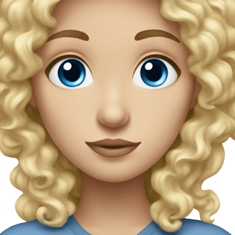 polish White girl (blue eyes and curly blonde hair) with lazy eye emoji