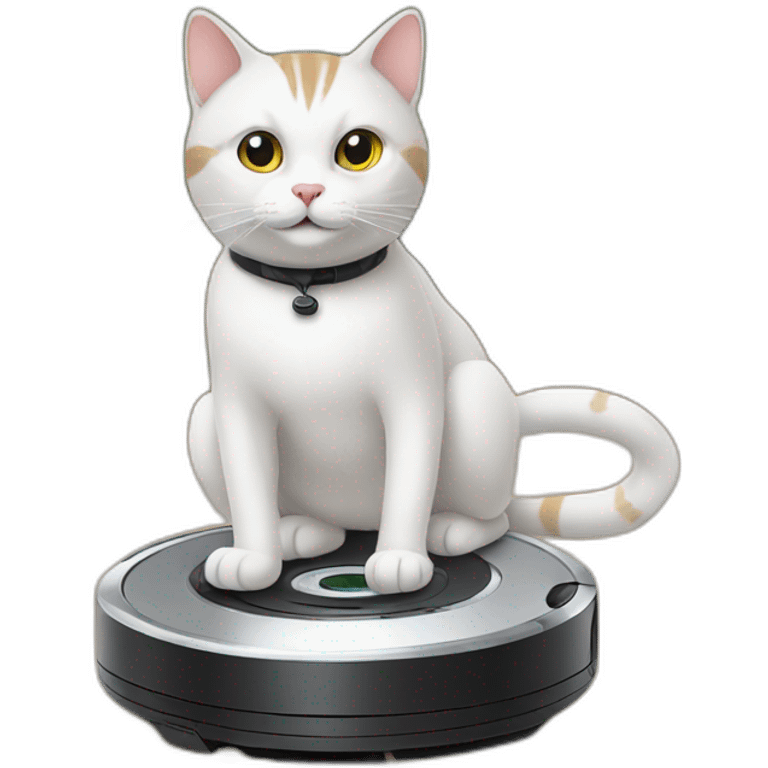 cat riding a roomba emoji