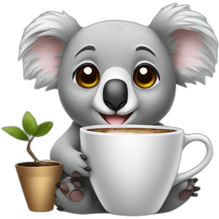 Koala with a cup of coffee emoji