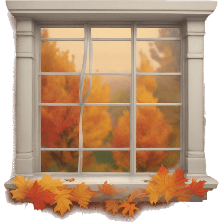 window sill with fall leaves emoji