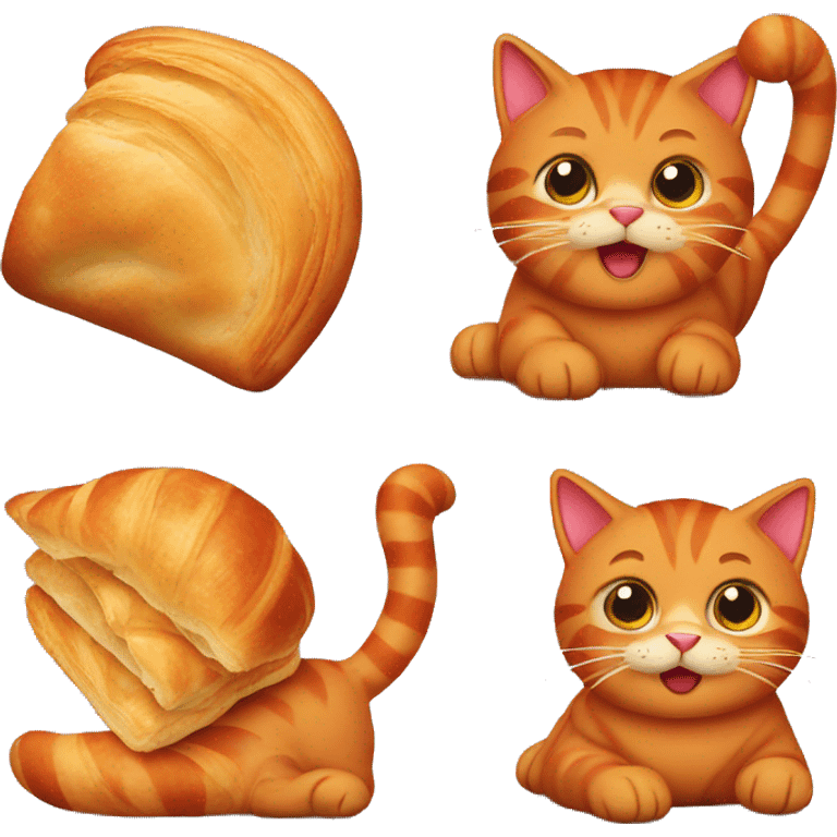 Red cat with a croissant emoji