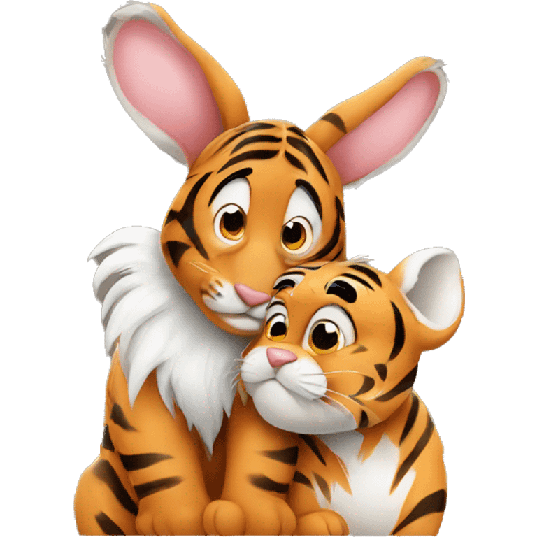 bunny kissing tiger emoji