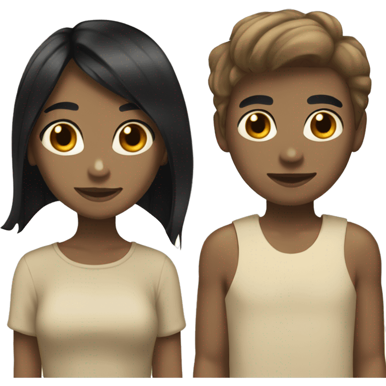 tan girl with long black hair with short brown haired pale boy emoji