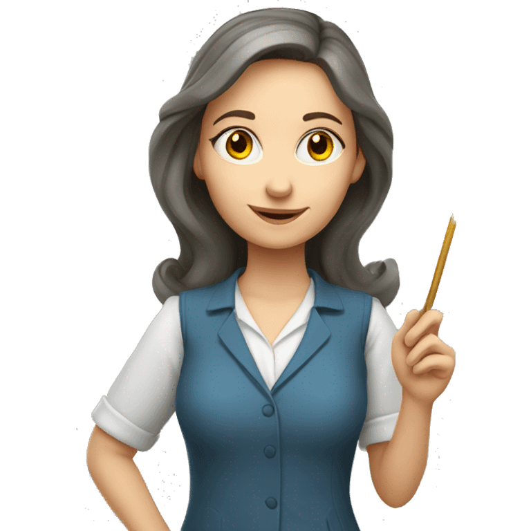 A Ukrainian female teacher holds a magic wand in her hand emoji