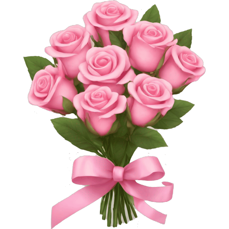 Pink roses bouquet with ribbon emoji