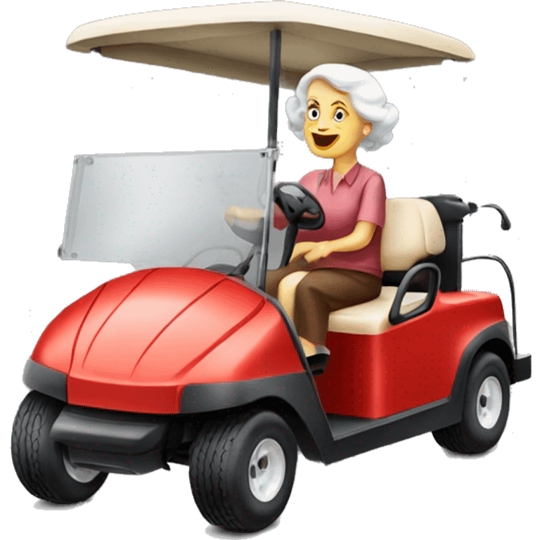 Old red head lady golf cart emoji