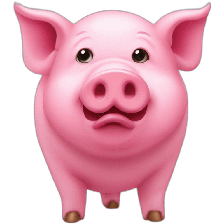 Pink pig with coin eyes emoji