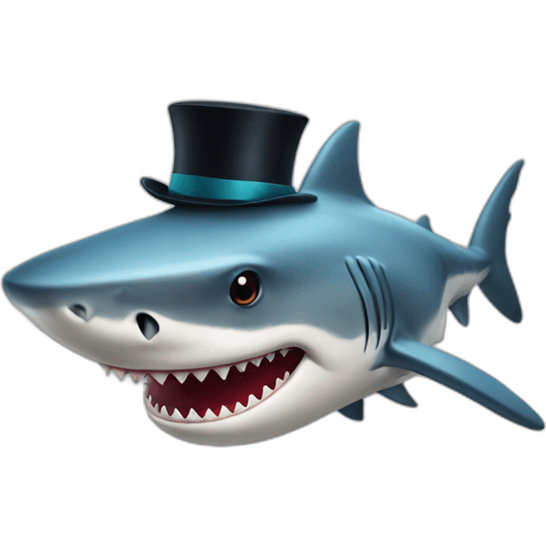 Shark with a top hat emoji