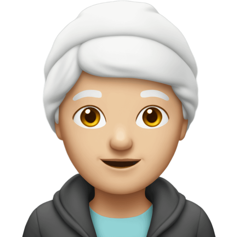 White Grandma with a Beanie no hair emoji