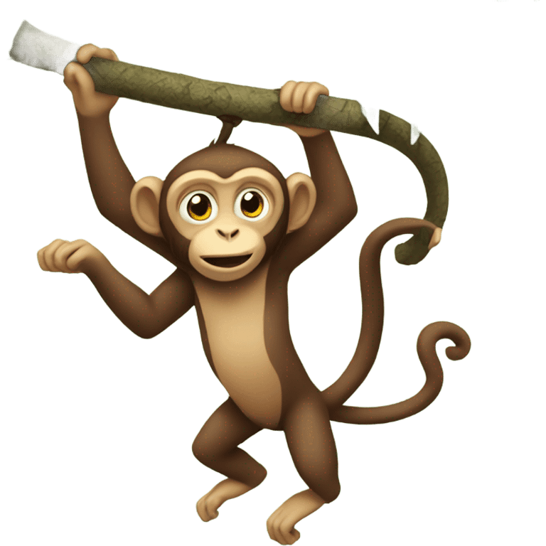 Monkey hanging from tree by tail emoji