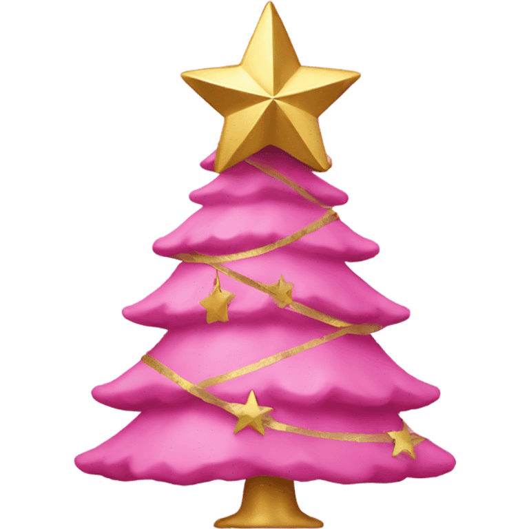 Pink Christmas tree with gold star emoji