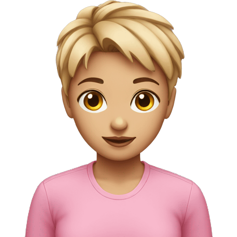 Short haired girl in pink shirt emoji