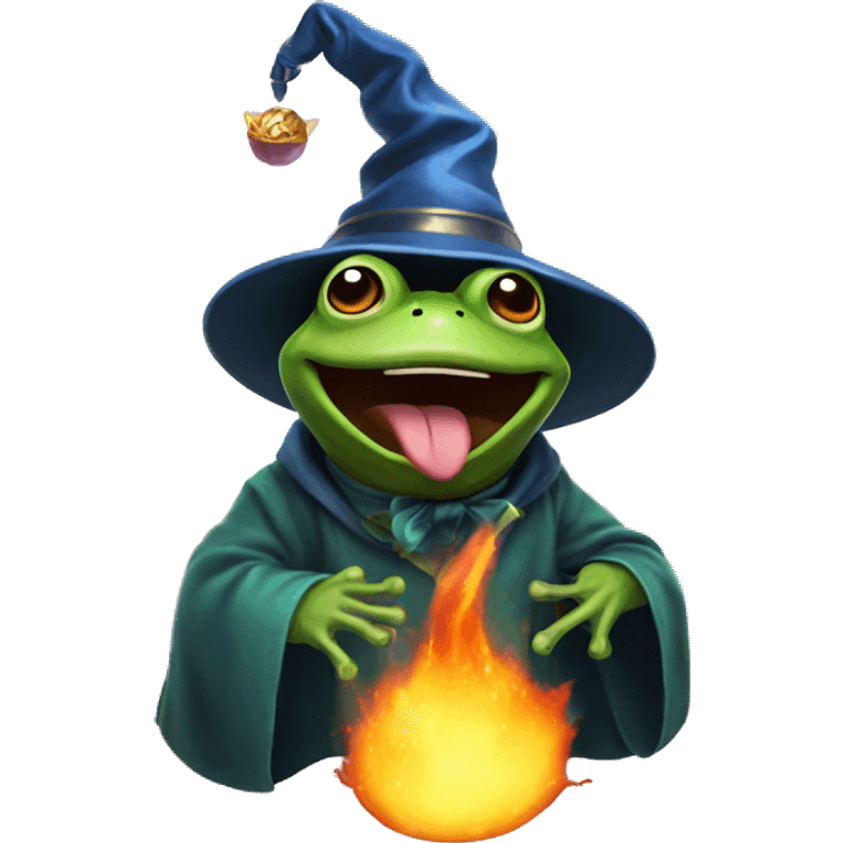 Frog wizard fireball emoji