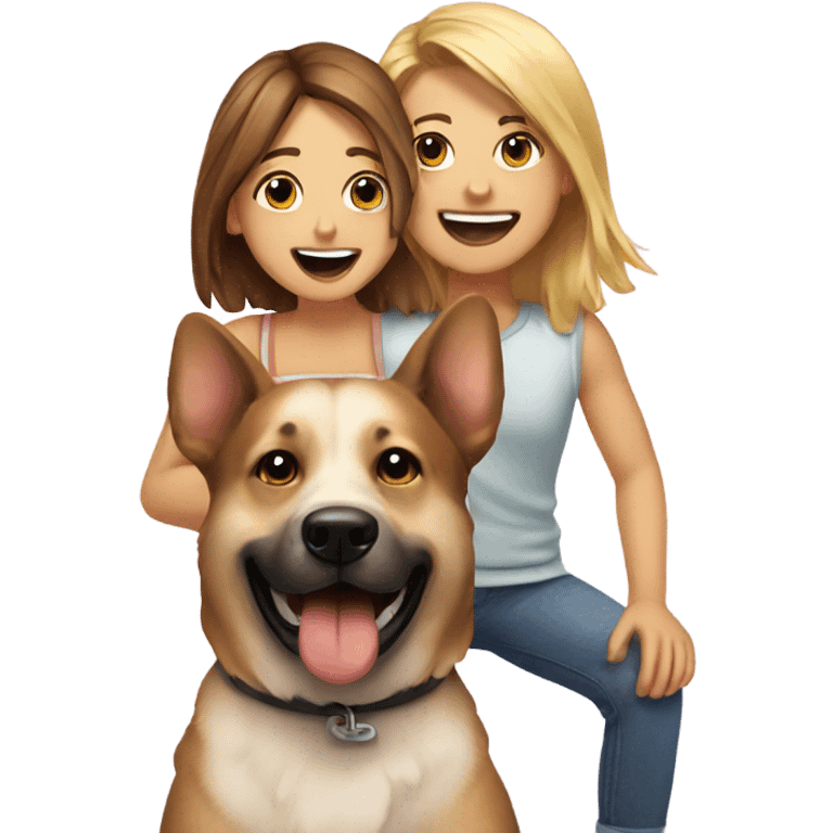 Guys dog and girl having fun  emoji