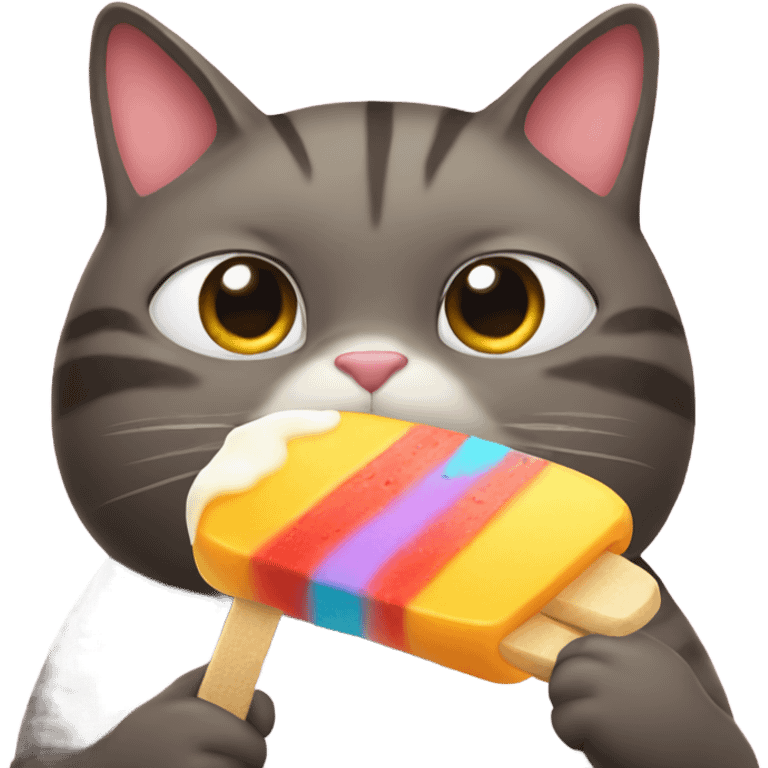 fat cat eating a popsicle  emoji