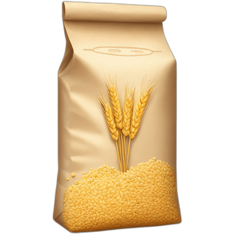 Flour bag with wheat on the front packaging  emoji