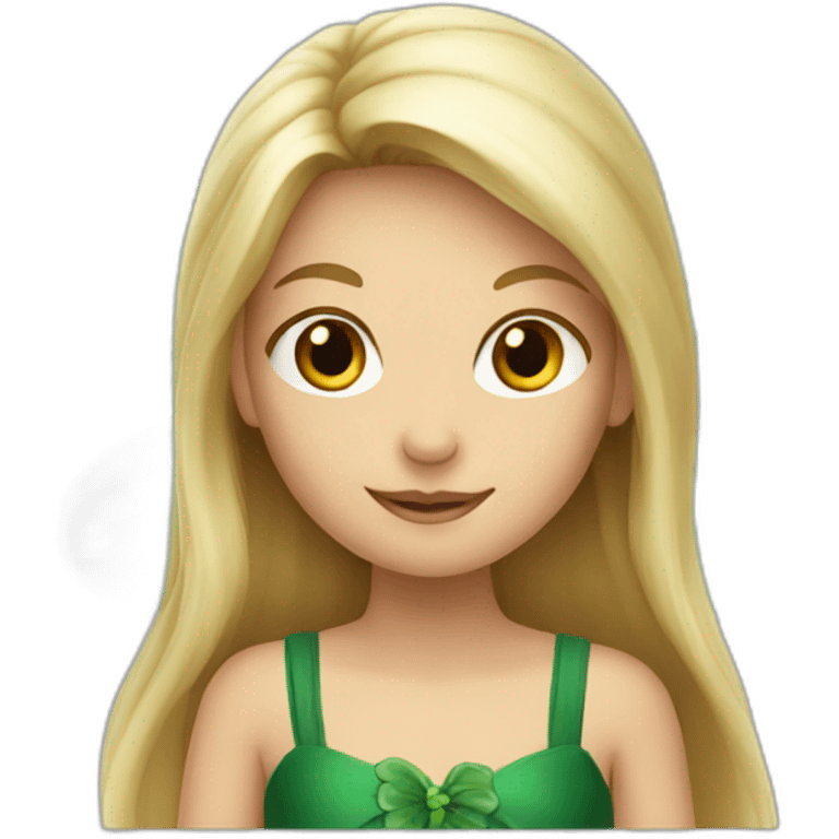 Fairy with long blond hair and green dress emoji