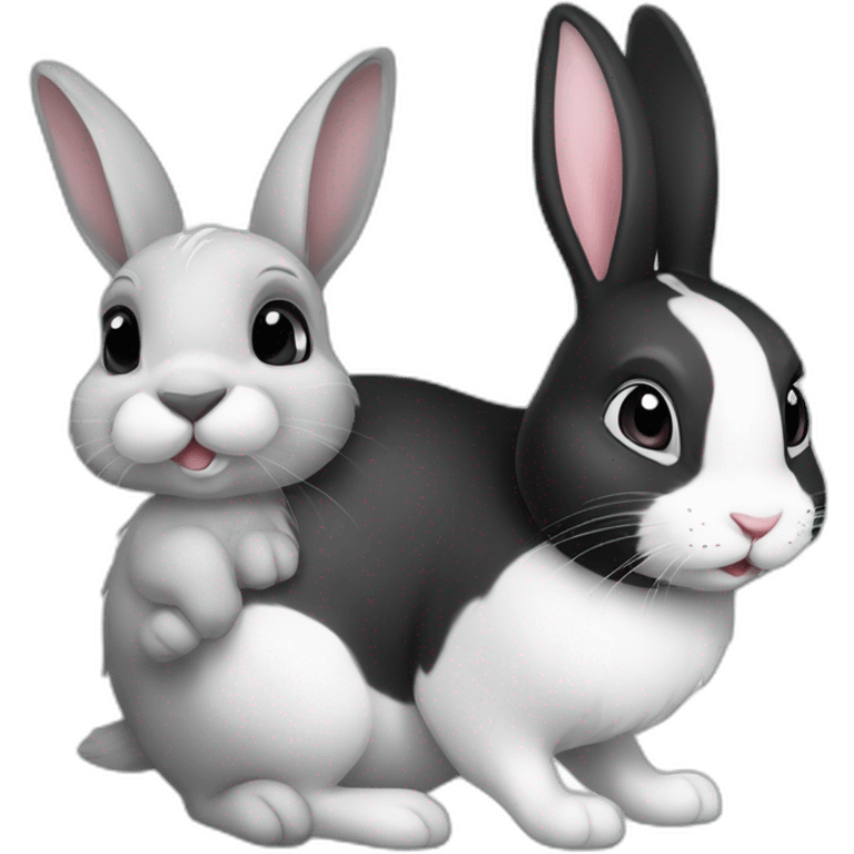 Black and white bunny and chincilla emoji