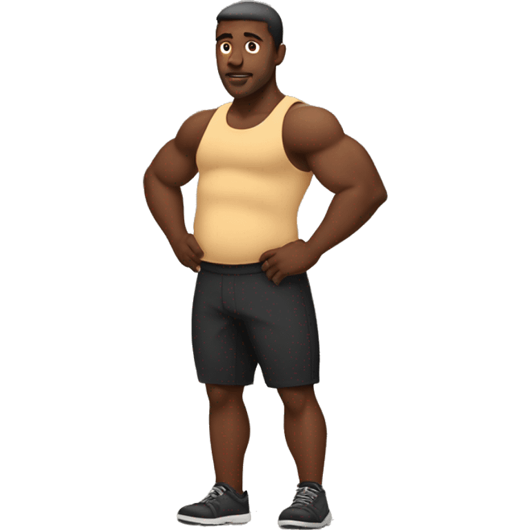 Black man with muscles big belly emoji