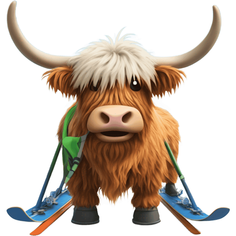 Highland cow skiing  emoji