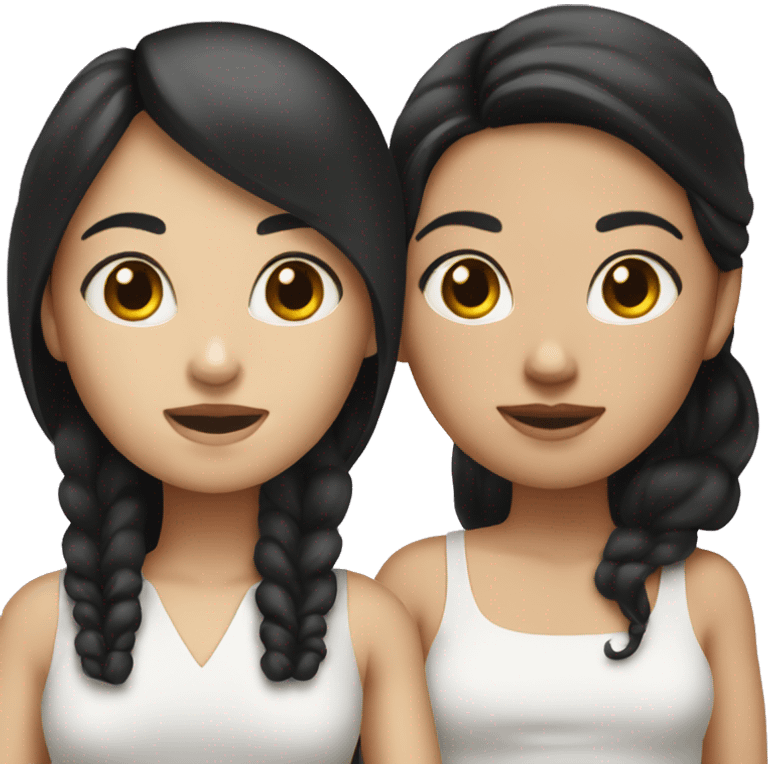 Two sister, one white skin black hair and the other brunette emoji