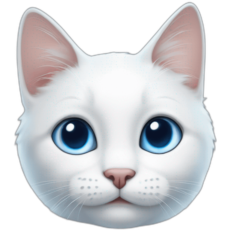 cartoon white and blue cat with one big blue birthmark on the right eye and on the ear, emoji