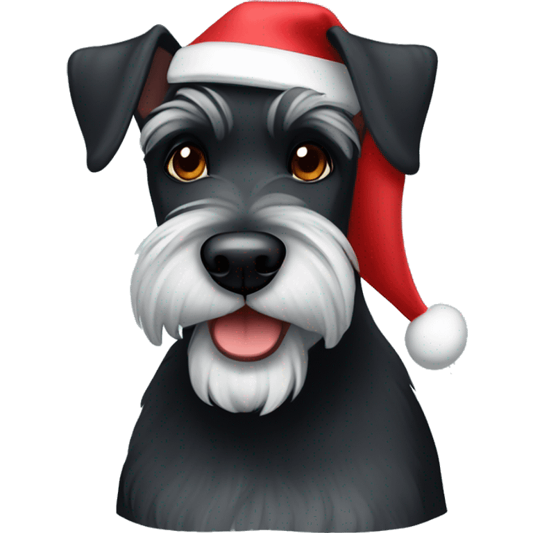 Black Schnauzer wearing a Santa hat emoji