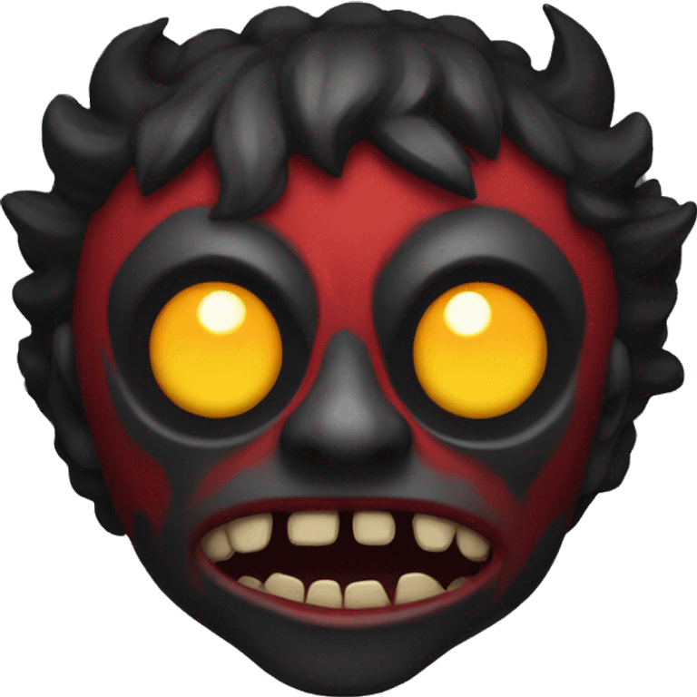 demon with yellow eyes and black and red face emoji