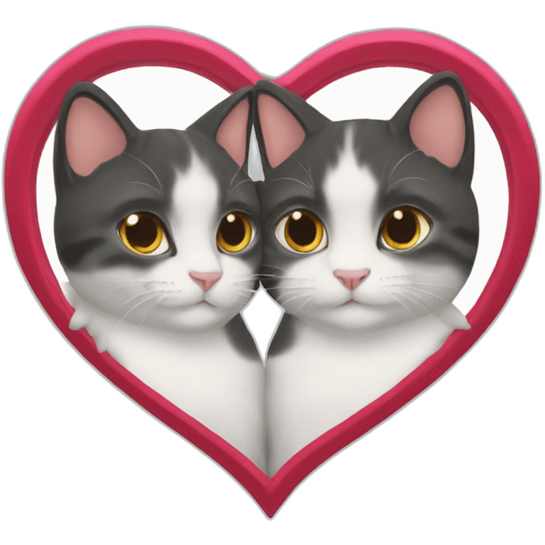 2 cats heart emoji