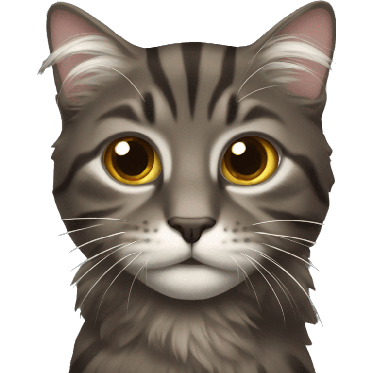 Long hair dark tabby cat emoji