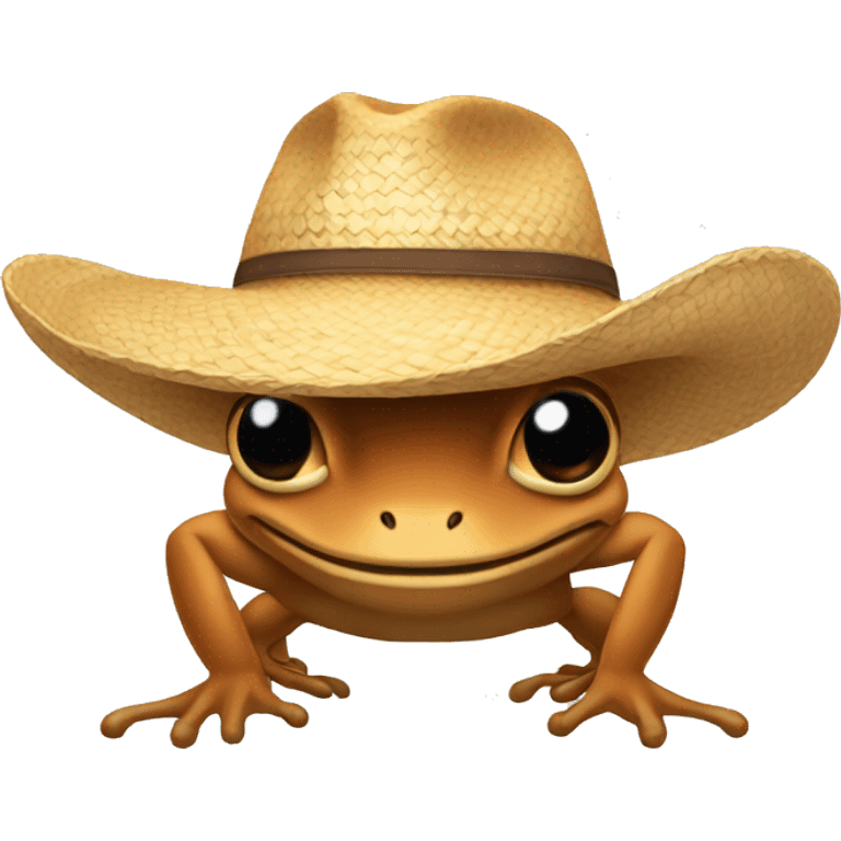 2D Cartoon brown coqui wiith a straw hat emoji