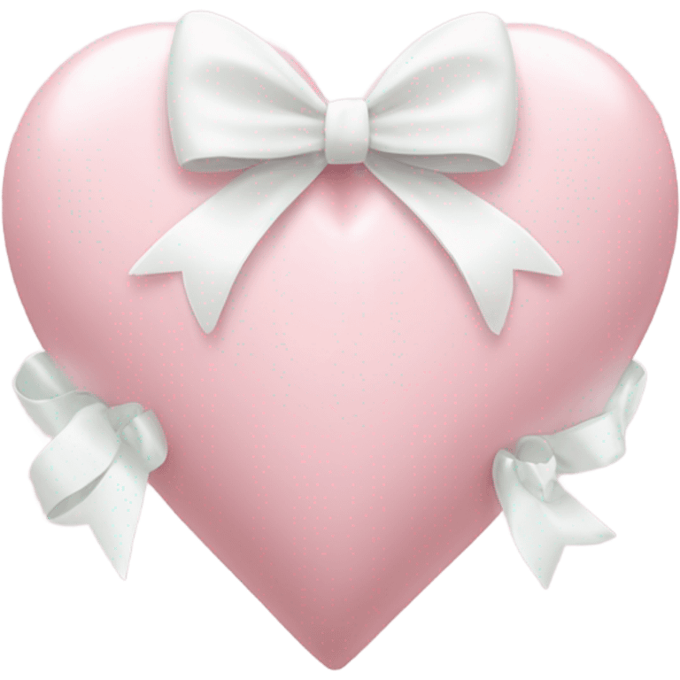 Pastel pink heart with white bow emoji