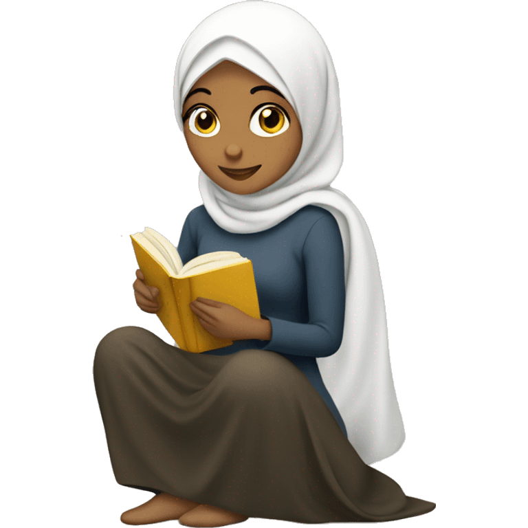 Hijabi reading book emoji