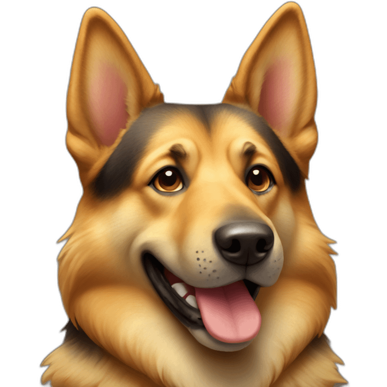 large headed german Alsatian dog smiling facing forwards emoji