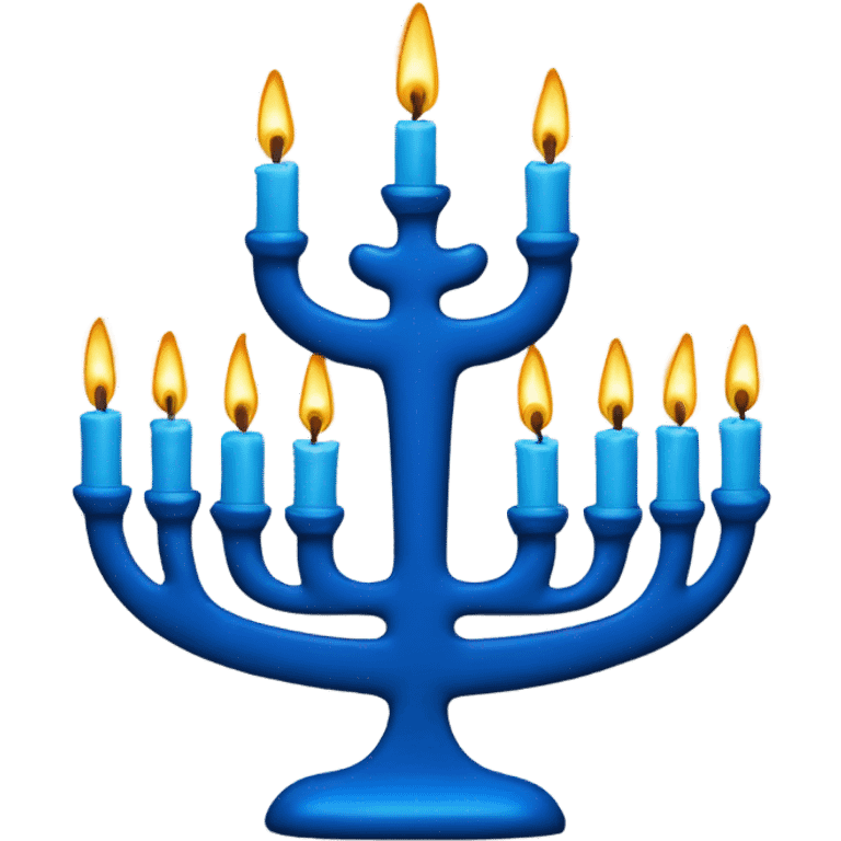 Blue menorah with 8 short candles and one tall candle in center emoji