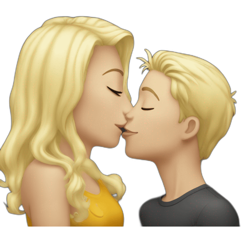 a bonde girl kissing a blond white boy emoji