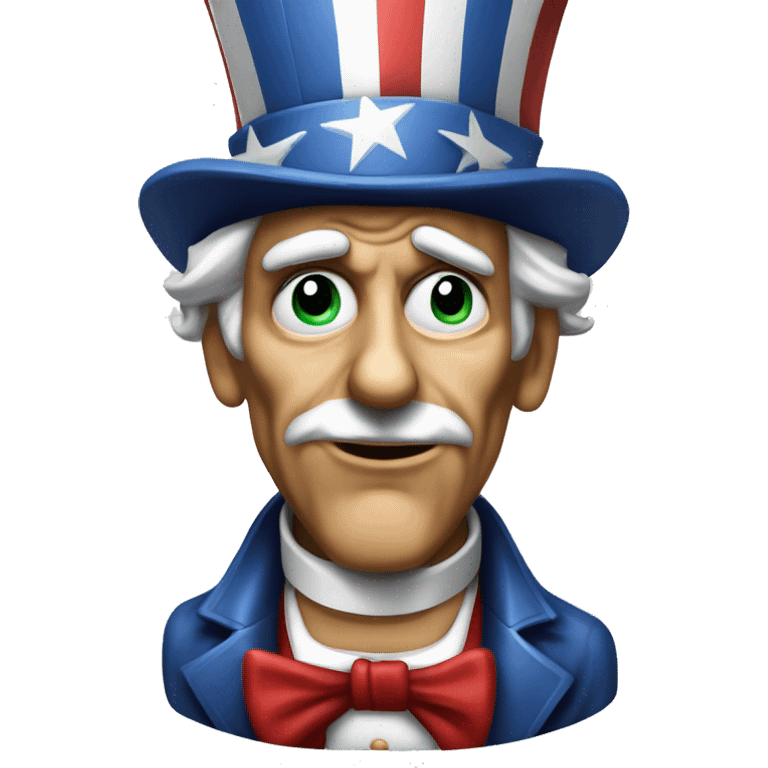 Uncle Sam with pitiful eyes up to his waist photorealistic serious emoji