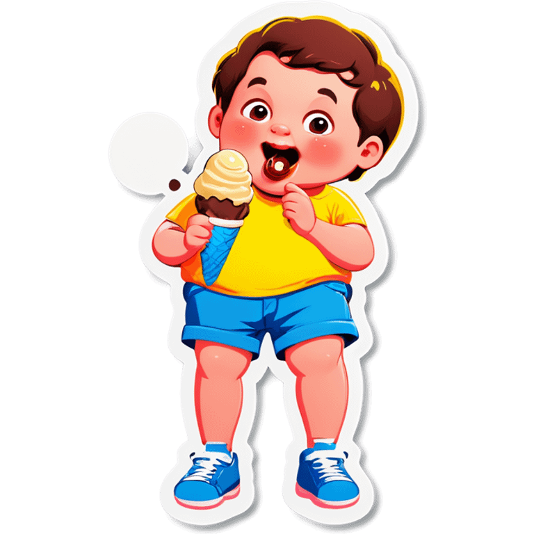 Fat kid eating ice cream emoji