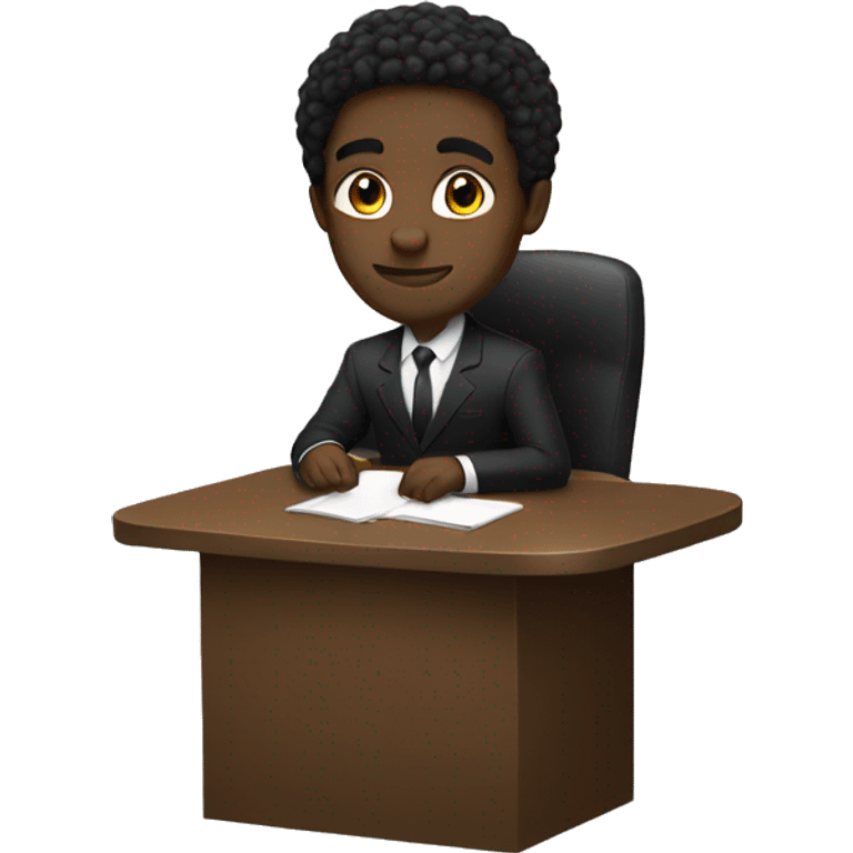 business black man suit normal hair sitting at a desk clasp hands emoji