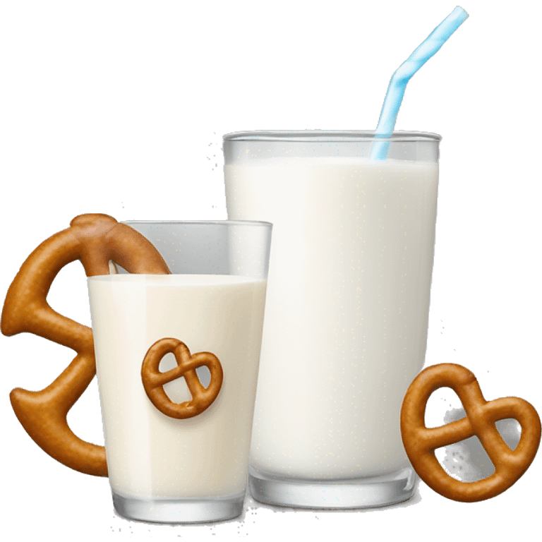 A glass of milk with a pretzel emoji