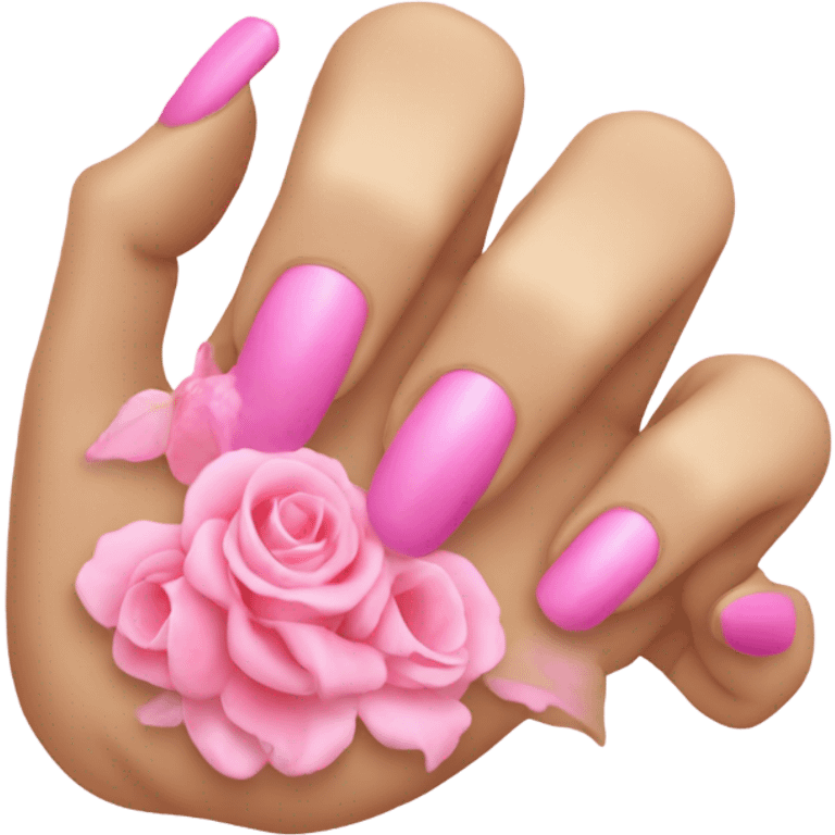 Doigt d’honneur ongles rose emoji